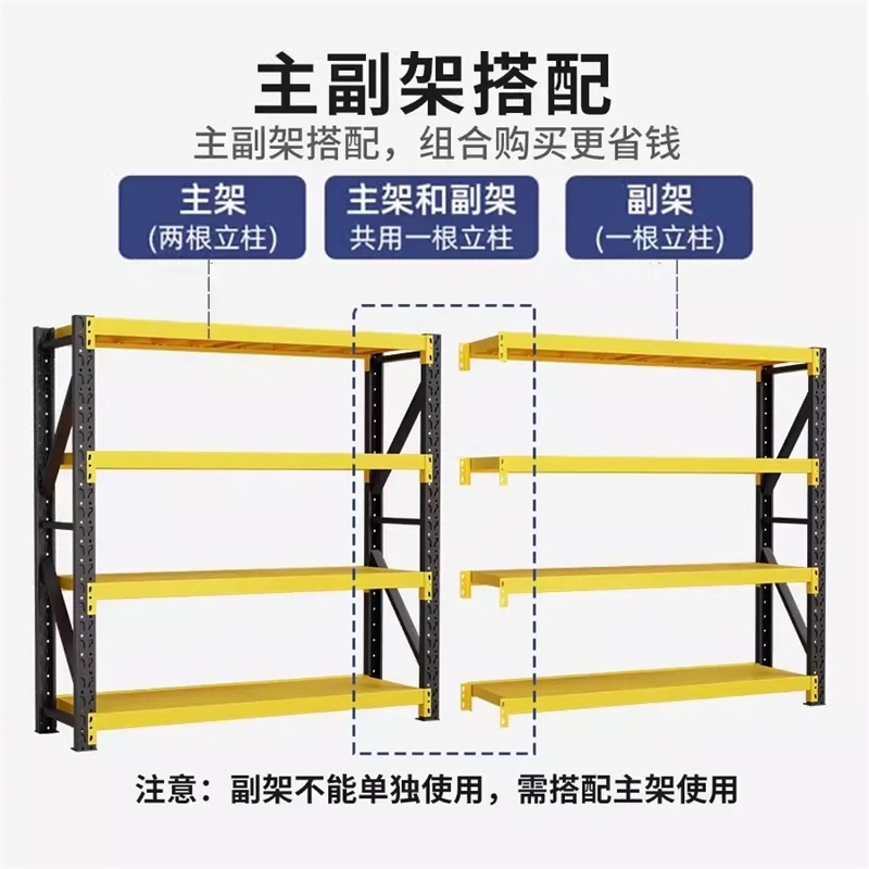 易企采 150*50CM四层中型承重200KG仓储货架置物架多层收纳架仓库货物架超市商用储物铁架子高清大图