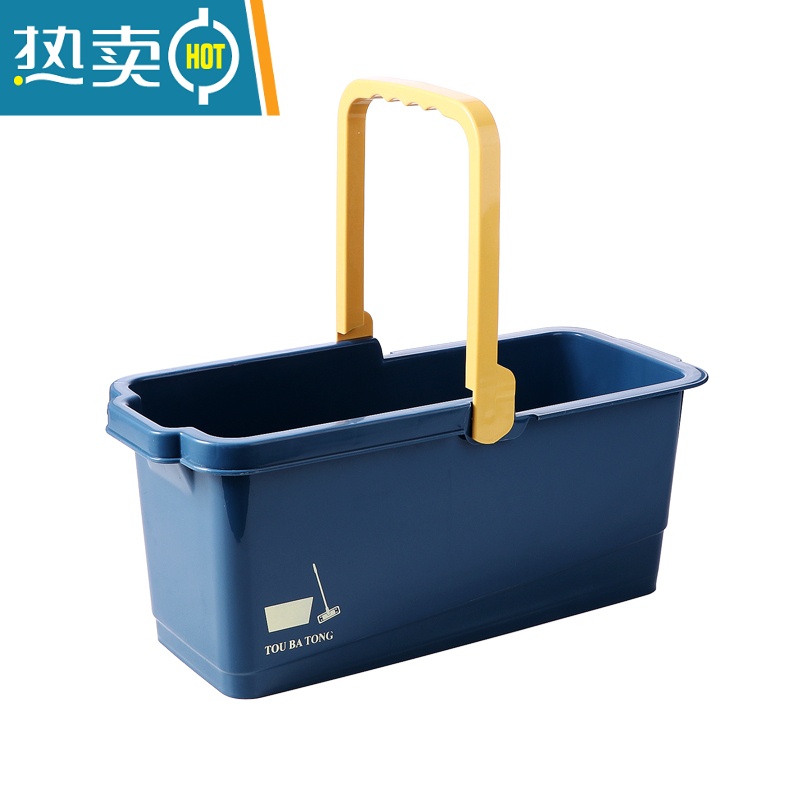 敬平长方形家用塑料水桶洗涮拖布桶拖地墩布桶可排水海绵拖把桶单卖桶 深蓝色基础款高清大图