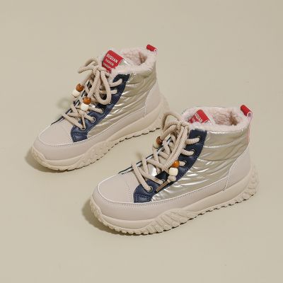 加绒高帮雪地靴女冬季新款学生ins韩版保暖休闲鞋棉鞋_6_460 35 卡其