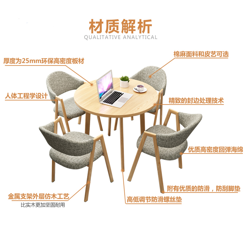鑫金虎 商务洽谈桌椅组合休闲咖啡圆桌布椅 0.8米一桌二椅高清大图