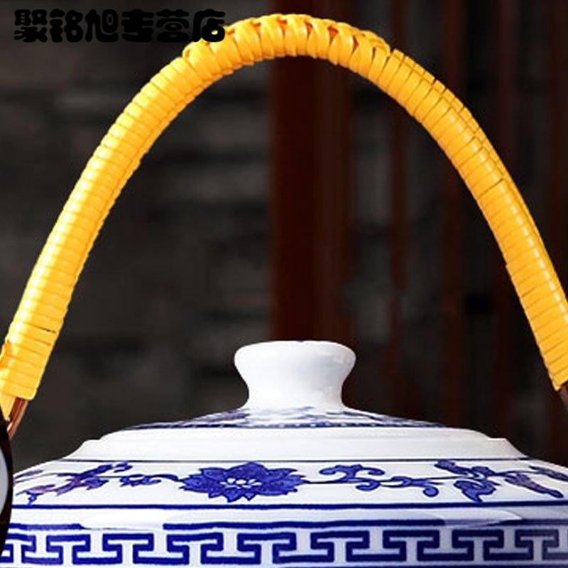 青花陶瓷水壶家用提梁壶泡茶壶瓷器冷水壶凉水壶生活日用家居器皿水具水杯创意简约陶瓷