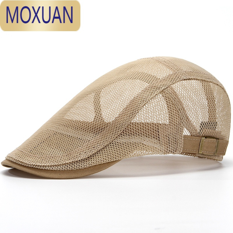 moxuan夏天薄款男士鸭舌帽网眼透气遮阳前进帽中老年爸爸休闲老头太阳