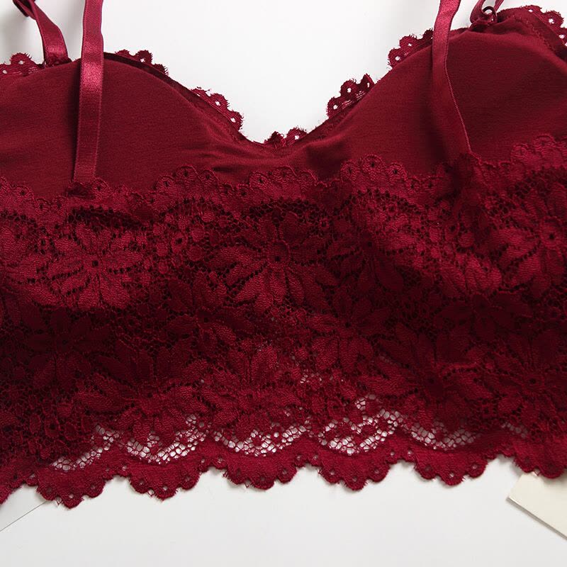 蕾丝美背性感裹胸抹胸打底防走光带胸垫带短款聚拢学生少女内衣白色+白色均码图片