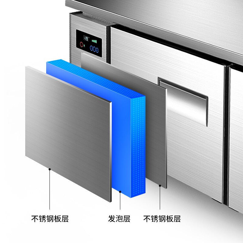 银都商用保鲜工作台厨房烘培冷冻双温立式速冻冰柜风冷工作台全冷冻(-18℃~-6℃)长1.2米×宽0.75米×高0.8米