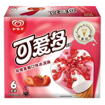 可爱多甜筒 草莓口味冰淇淋402g (6支装)