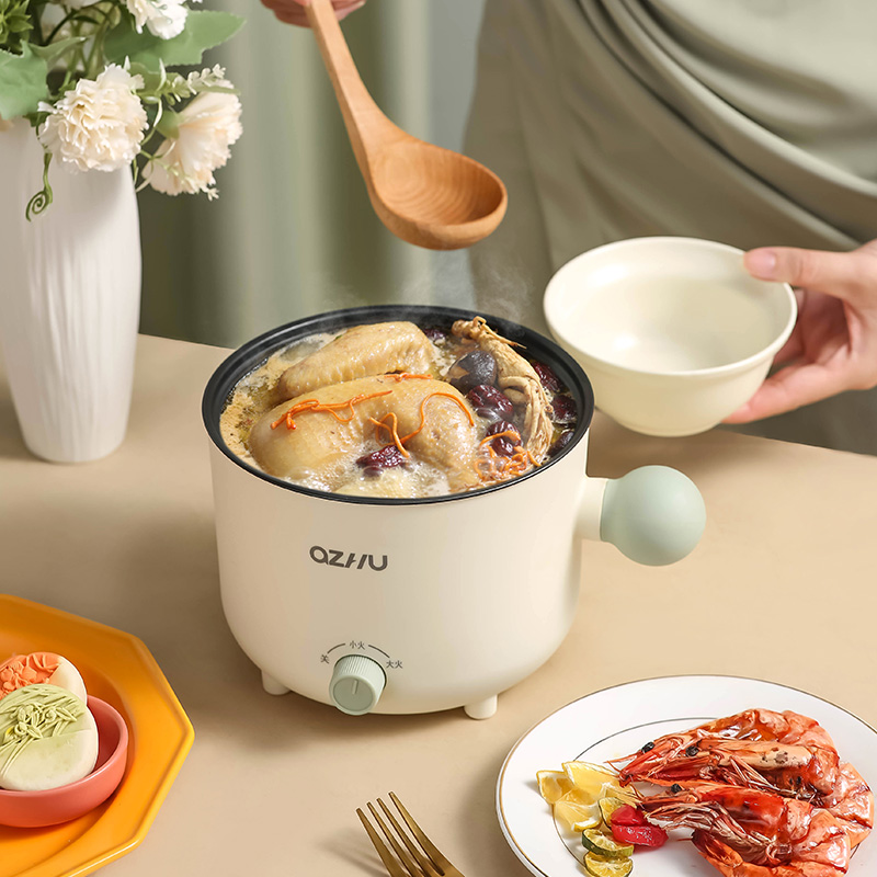 DXP 多功能球柄电煮锅1.5L电火锅 绿色/橙色单层18cm高清大图