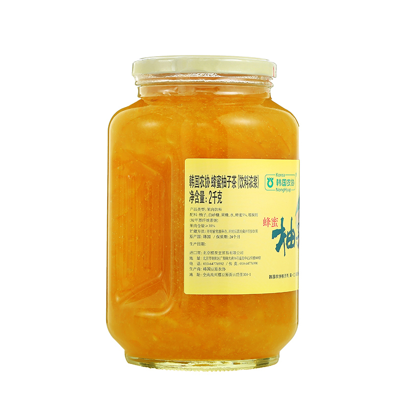 [进口]韩国农协蜂蜜柚子茶2kg 韩式水果茶柠檬果酱冬季冲饮罐装