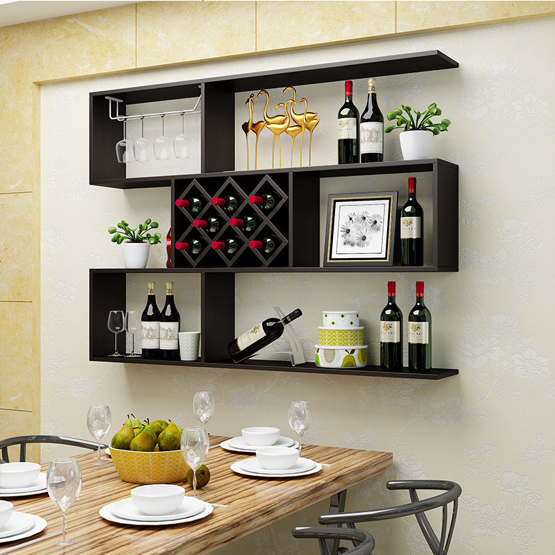 家用酒柜酒架装饰架悬挂红酒架挂墙现代简约餐厅壁挂柜墙壁置物架
