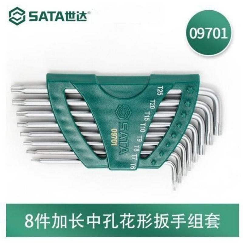 世达(SATA)09701 8件TT6-TT25 组合8件加长中孔花形内六角扳手组套手动工具