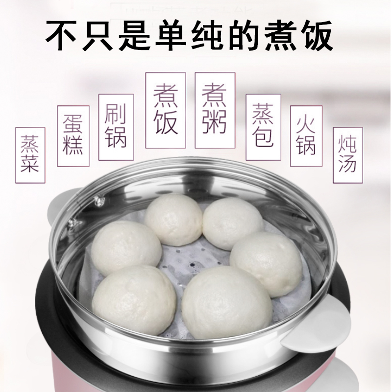 二人电饭锅小2人老式迷你5升家用煮饭锅宿舍多功能电饭煲3-4个人|白色标配款2升（配铁合金不粘锅）