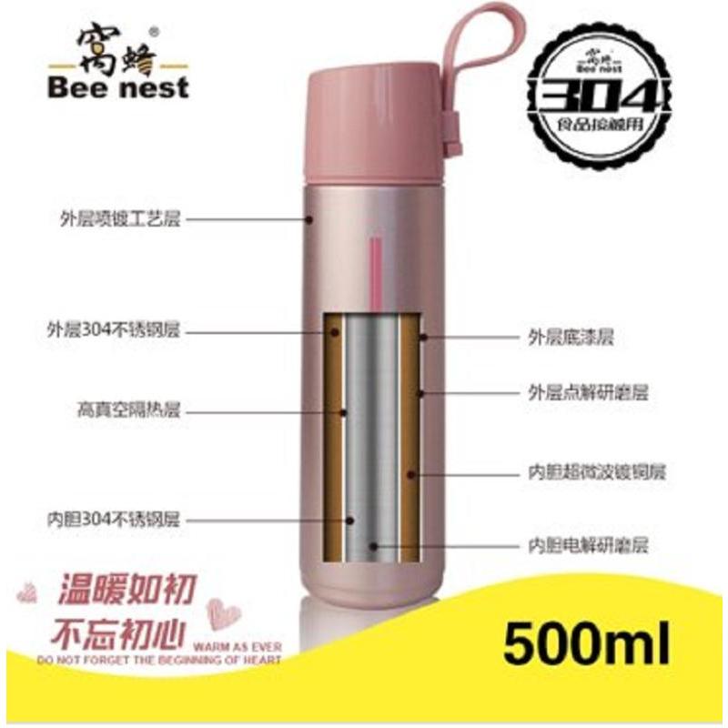 一窝蜂一(YIWOFENGYI)真空不锈钢 保温杯304水杯 粉色