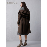 ERDOS 新款通勤简约女士羊绒大衣中长款毛呢外套可拆卸领