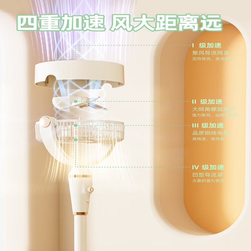 美菱空气循环扇落地扇驱蚊家用办公室3D立体摇头低噪台立两用循环扇 [机械款] MPF-X10空气循环扇高清大图