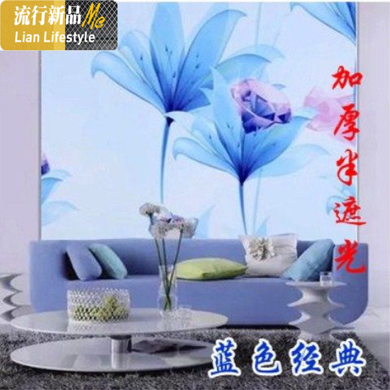 卷帘窗帘免打孔遮光送配件风景百叶帘拉珠升降卫生阳台遮防水 三维工匠高清大图