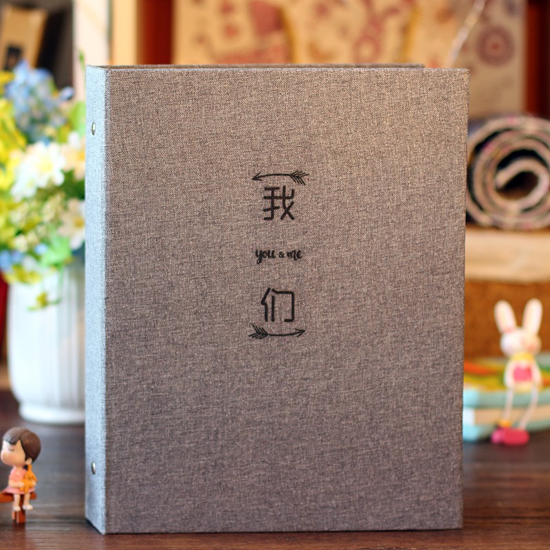 相册diy手工粘贴式创意本情人节情侣家庭纪念册车票收藏册 三维工匠 棉麻DIY【在一起】 相册+礼包+文艺帆布包