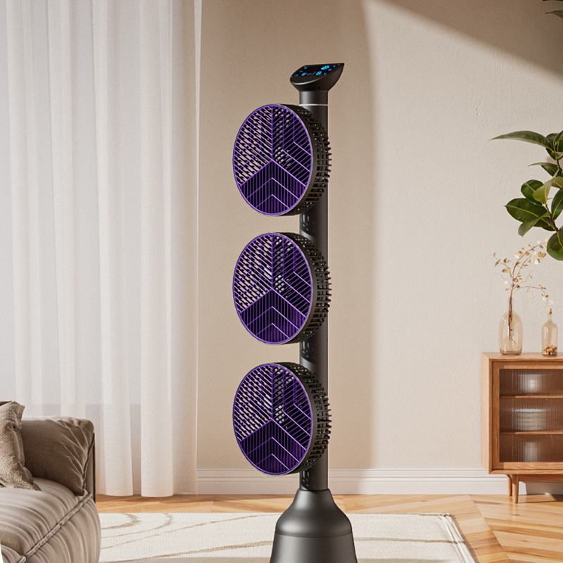 英浦格(EIPORGES)三头空气循环扇 8寸黑紫色 05版AI智能电风扇家用遥控塔扇创新设计多头涡轮落地风扇高清大图