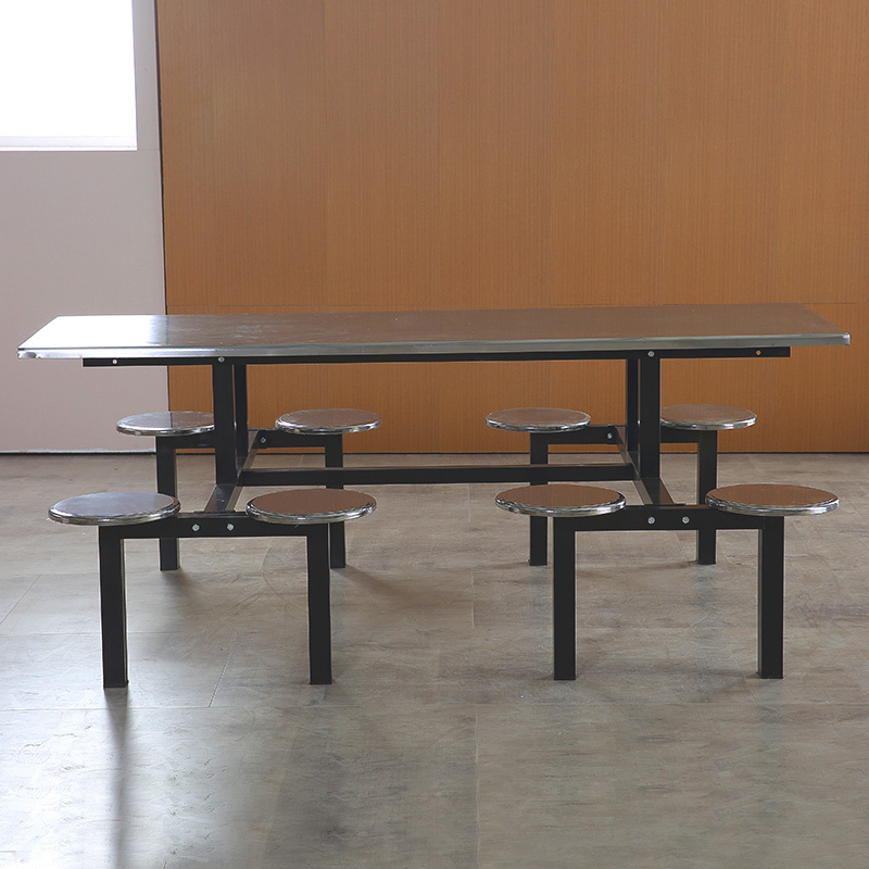 创世人 食堂公司员工餐厅餐桌椅组合8人位员工连体餐桌快餐桌椅快餐店