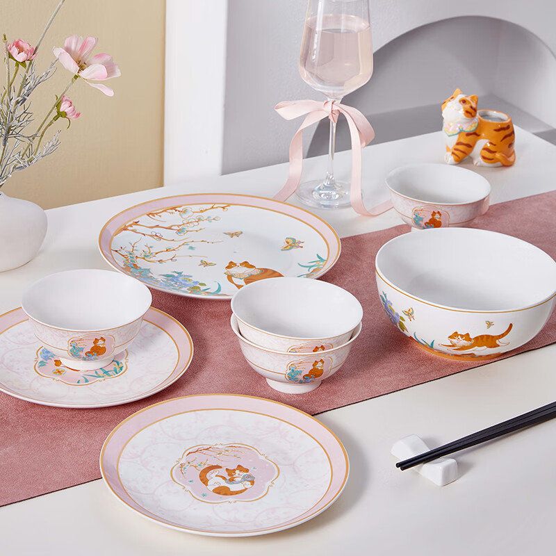共禾京品 御猫寻芳16头餐具 SZTWCOM240008高清大图