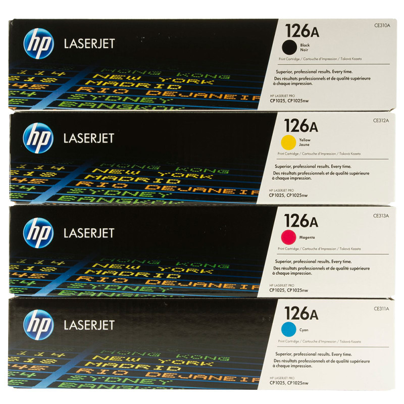 惠普(HP)CE310A/CE311A/CE312A/CE313A 硒鼓黑色彩色四色套装 126A CP1025高清大图