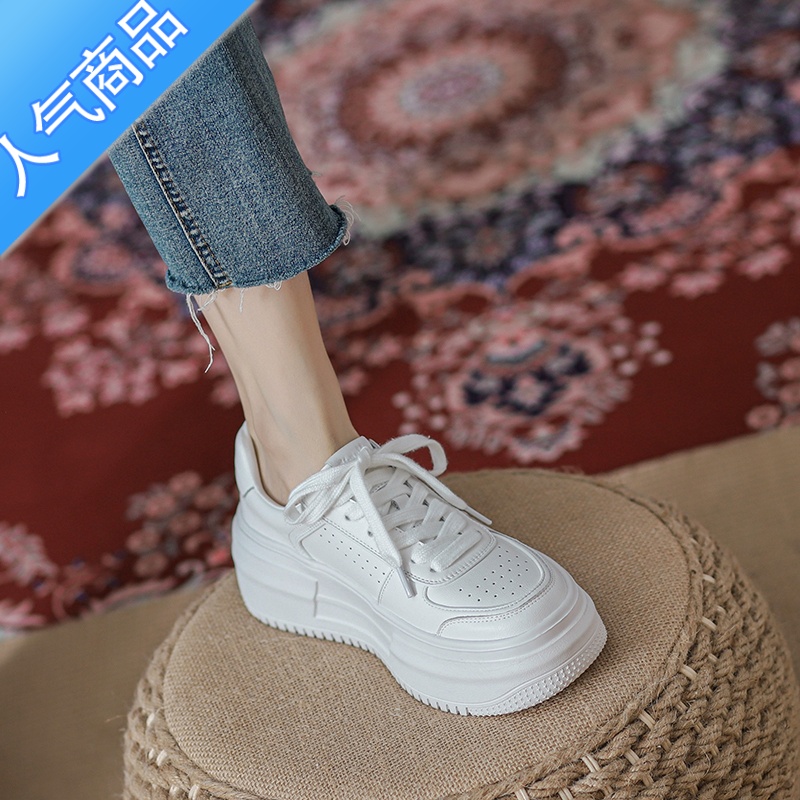 SUNTEK厚底小白鞋女2023年新款小众女鞋子春季春秋百搭运动休闲板鞋高清大图