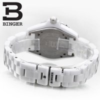 宾格BINGER 全白色陶瓷表水钻石英表 女士手表韩国时尚 埃菲尔铁塔浪漫巴黎系列