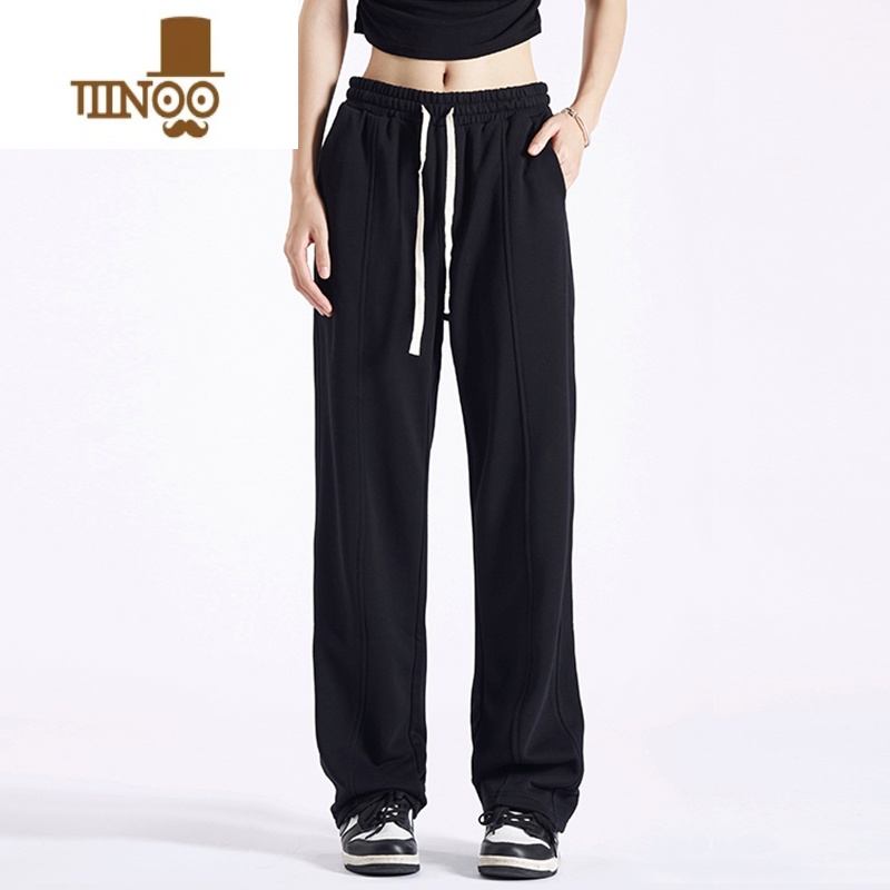 YANXU美式高街垂感宽松阔腿裤潮牌男女复古大码休闲直筒运动长裤高高清大图