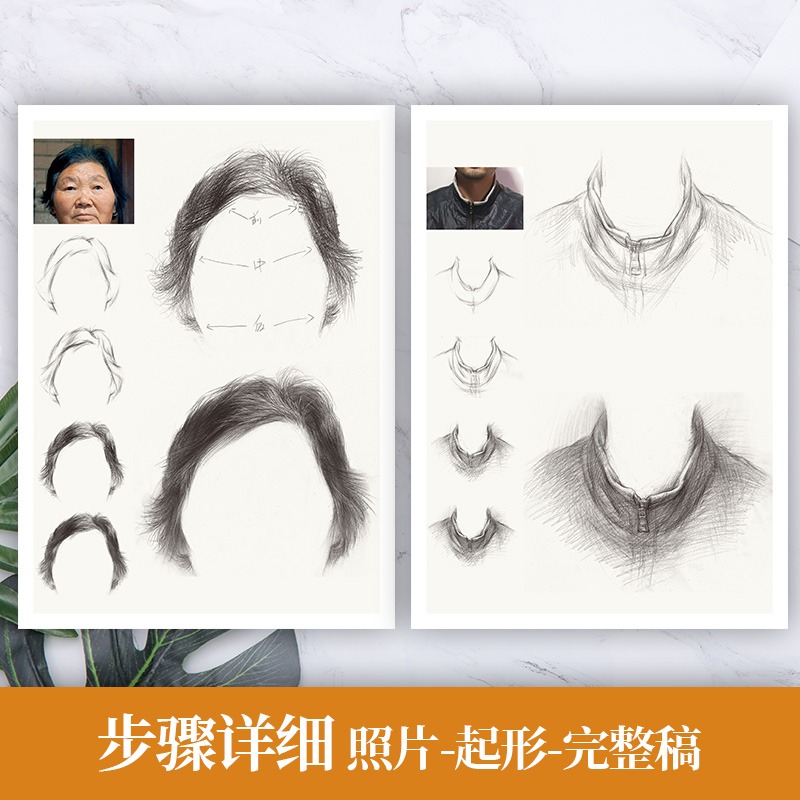 [正版]绘改变 2023素描头像五官临摹卡 8开 素描初学者入门零基础耳鼻嘴巴眼睛五官局部整体结构步骤动态高清8开高考高清大图