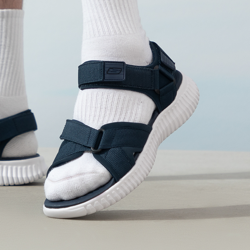 SKECHERS斯凯奇男鞋新款耐磨舒适轻便百搭运动休闲凉鞋沙滩鞋51722-BBK ZP