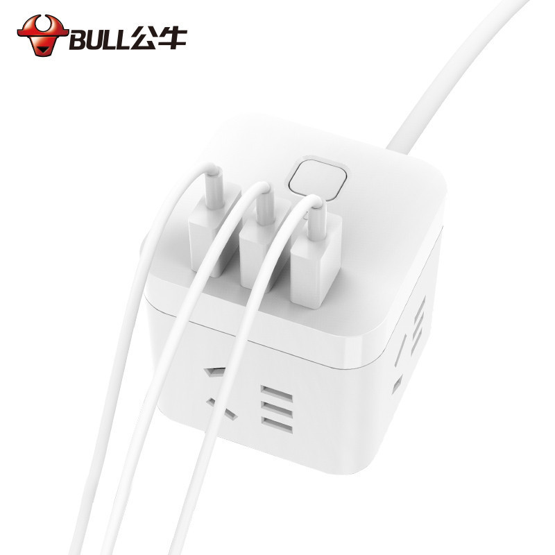 公牛(BULL)魔方USB插座 GN-U303U白色魔方全长3米多功能充电插排插线板高清大图