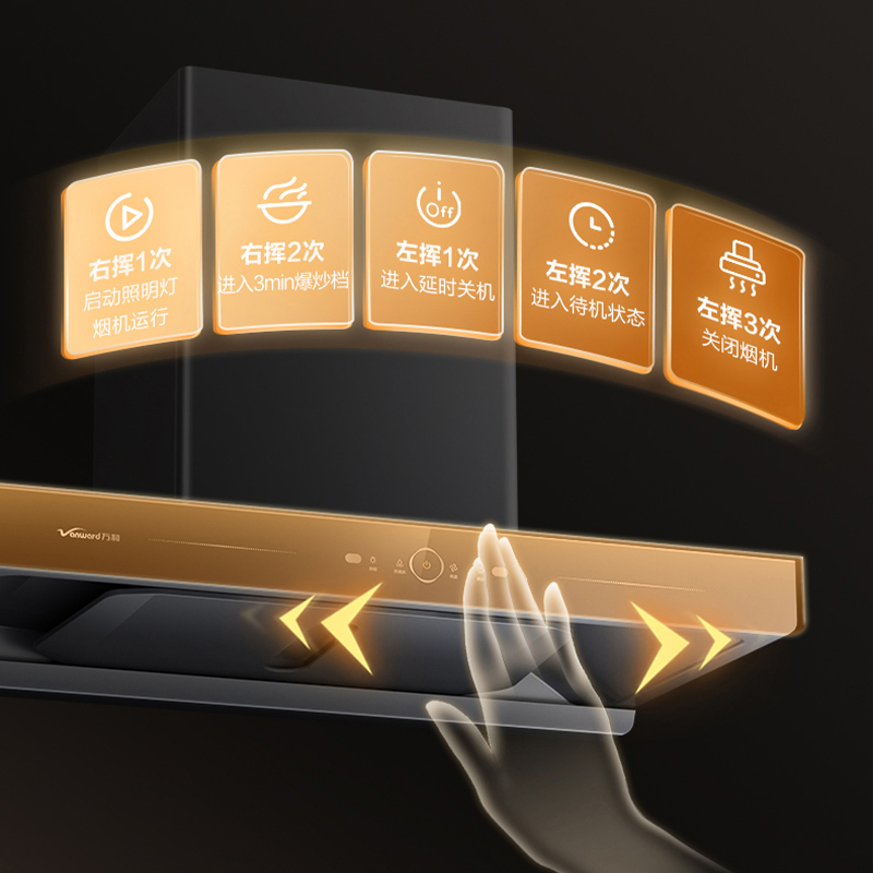 万和(Vanward) 一级能效22m³顶吸式欧式吸油烟机挥手智控 一键自清洗CXW-380-X739A