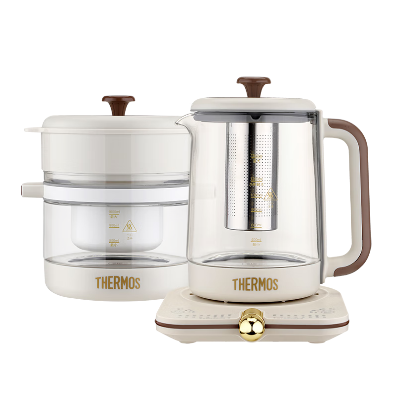 膳魔师(THERMOS)多功能养生壶EHA-1631E烧水壶煮茶壶全玻璃茶水分离炖煮壶全自动恒温壶办公室家用电煮壶