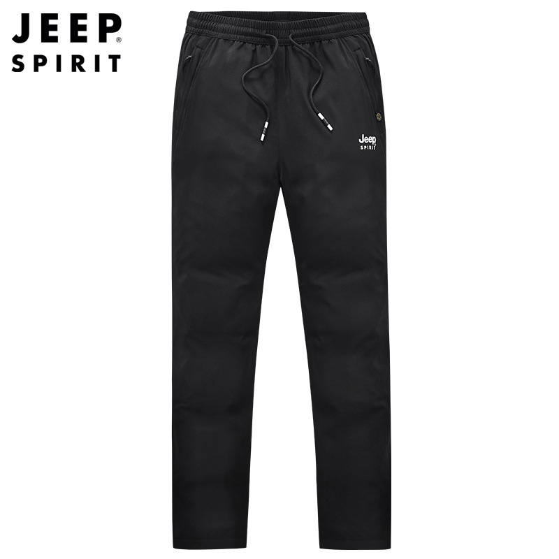 JEEPSPIRIT吉普男装羽绒裤男秋冬加厚保暖防寒裤白鸭绒棉裤_176 5XL 黑色