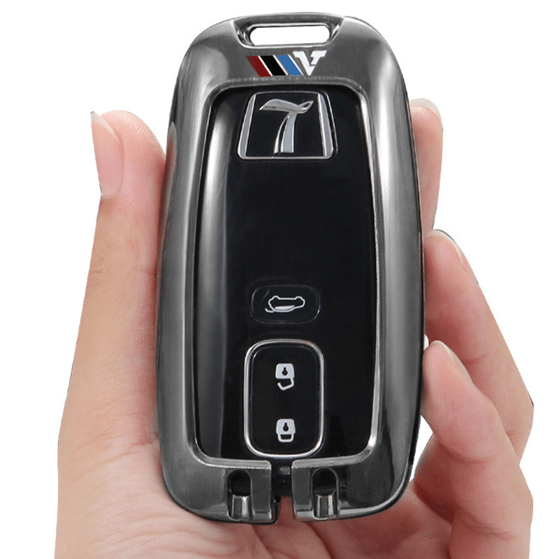 纳智捷钥匙包 纳智捷U6钥匙包扣大7 mpv汽车钥匙套优6 U7 SUV 纳5 S5钥匙包壳扣 传奇黑-随身皮扣款
