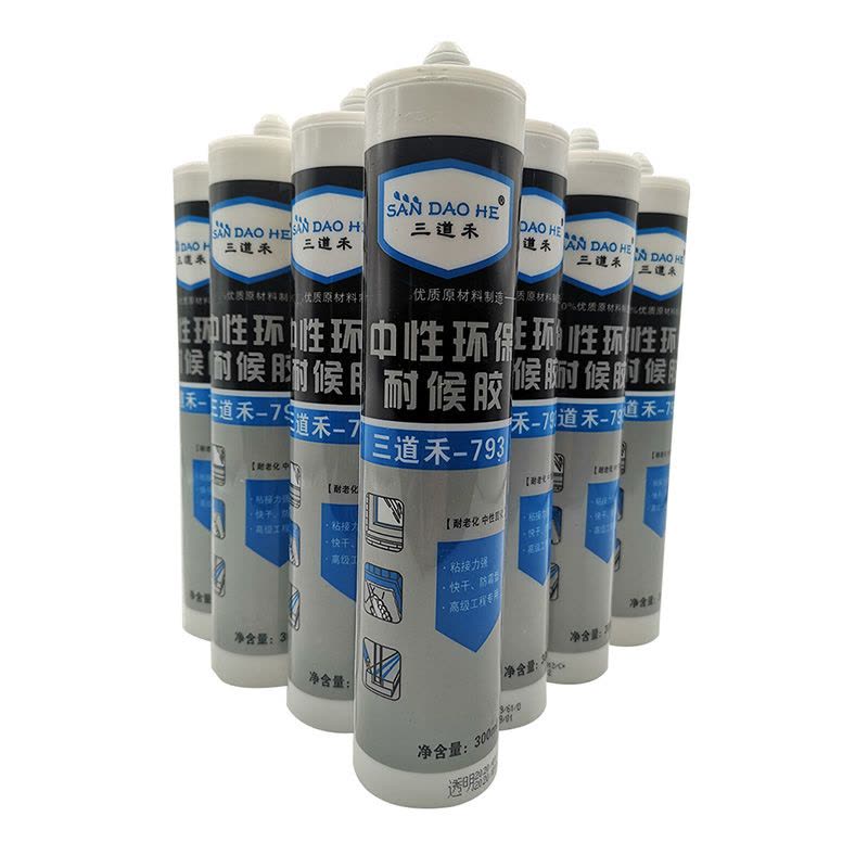 三道禾玻璃胶793中性瓷白/CA+/300ml不开裂每箱24支图片