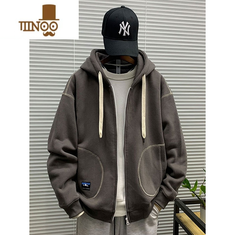 YANXU2023新款连帽拉链开衫卫衣外套男士休闲宽松百搭运动套X款新高清大图