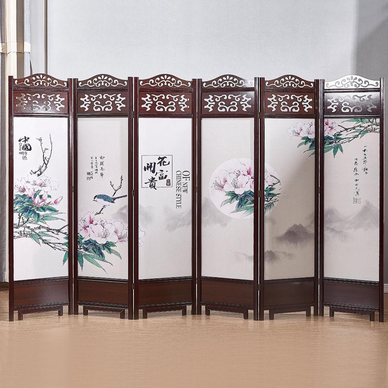 BONJEAN实木中式仿古屏风折叠可移动卧室遮挡隔断客厅隔断玄关双面复古高清大图