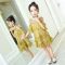 2020夏装新款韩版女童吊带裙碎花连衣裙儿童纯棉公主裙子沙滩裙潮 黄色公主裙 100cm