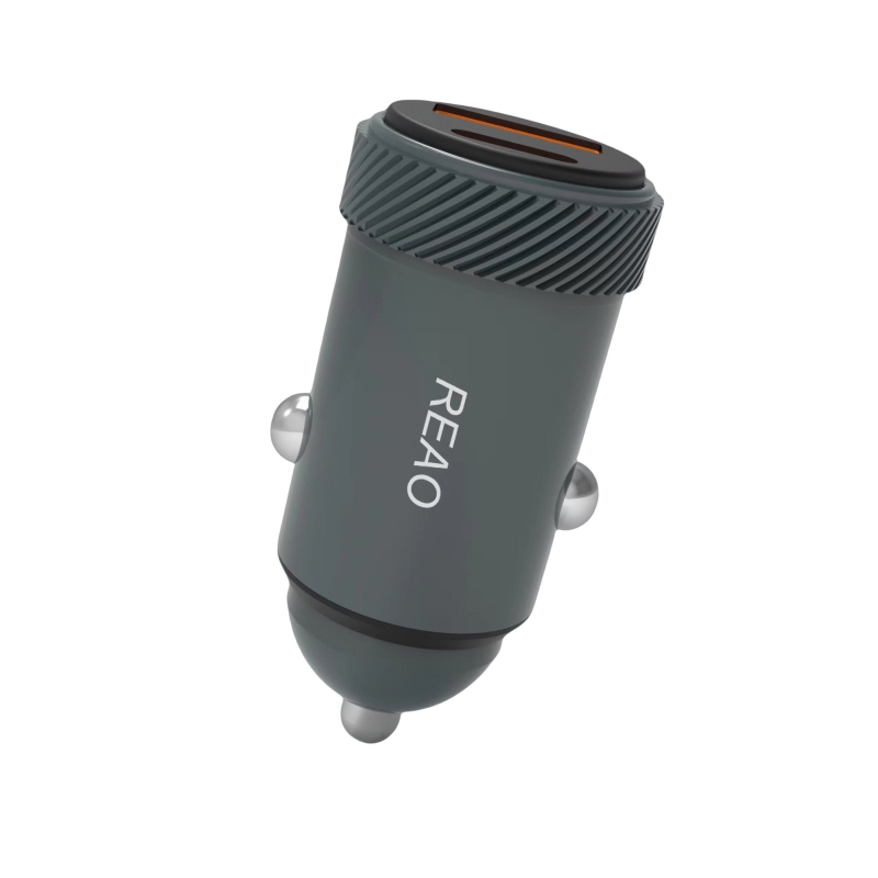 REAO X31 迷你金属车载快充充电器PD30W快充点烟器充电器 灰色