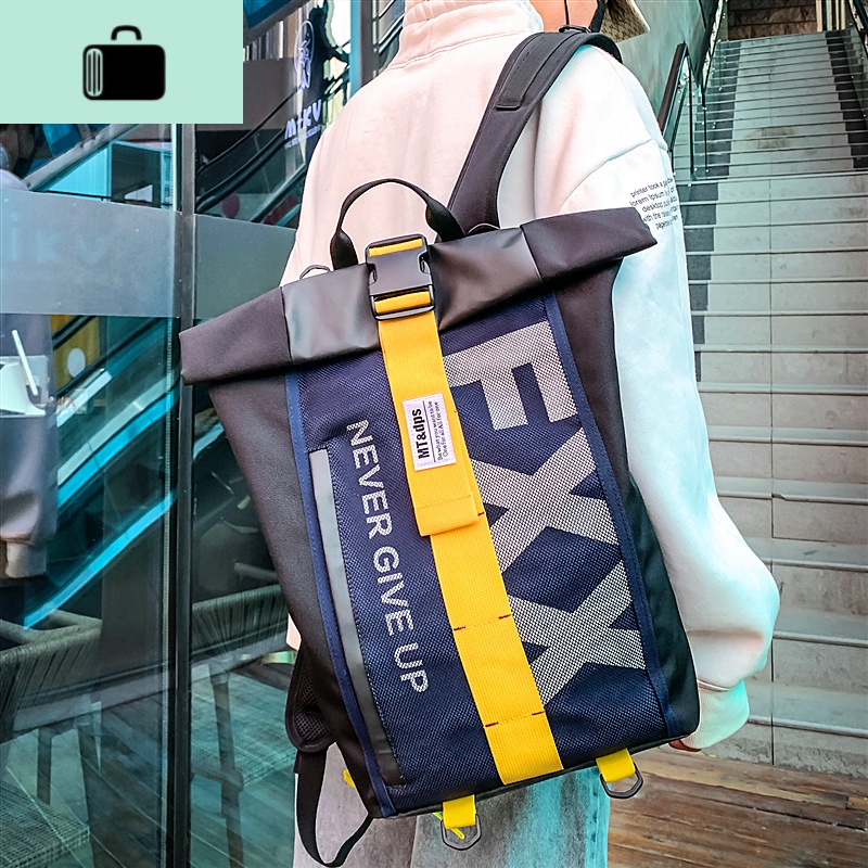 书包男韩版时尚潮流旅行背包男士高中生大学生潮牌大容量双肩包女NEWLAKE高清大图