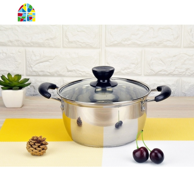 小蒸锅迷你锅加厚汤奶锅小锅子 不锈钢锅老式双耳火锅家用电磁炉 FENGHOU 28CM汤锅(送汤勺+蒸片)