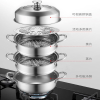 BRK Germany德国厨具施派尔多功能蒸锅汤锅三层加高大容量28cm不锈钢蒸屉蒸格组合锅具烹饪用具 电磁炉燃气灶通用