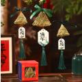 端午节手工编织灯心草粽子挂件艾草粉绿粽挂饰挂件材料包礼盒-三角粽-大号--