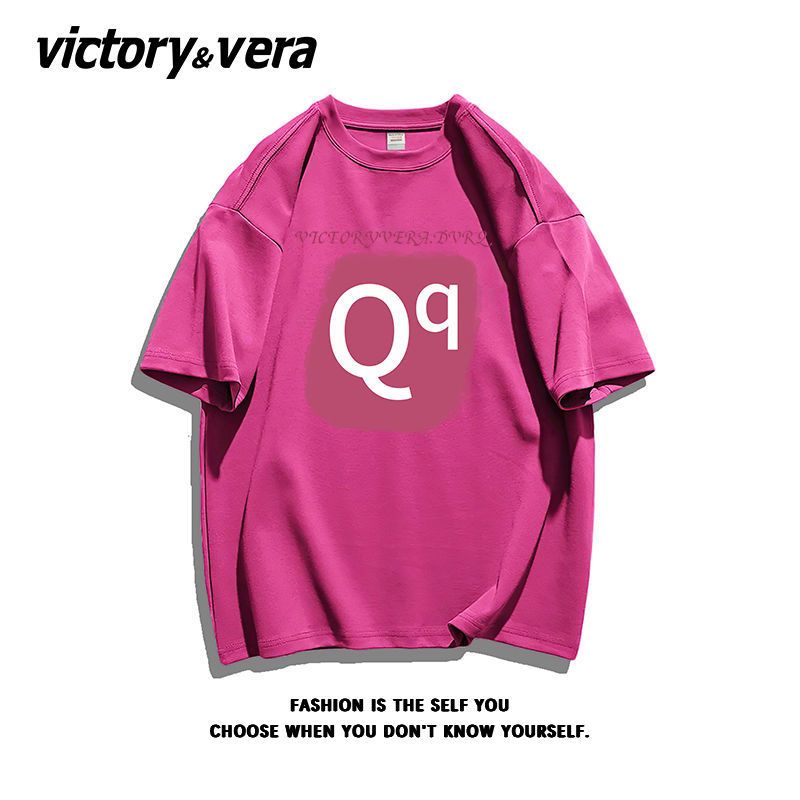 VICTORYVERA盐系ins慵懒风字母印花短袖T恤女夏季2022宽松上衣服