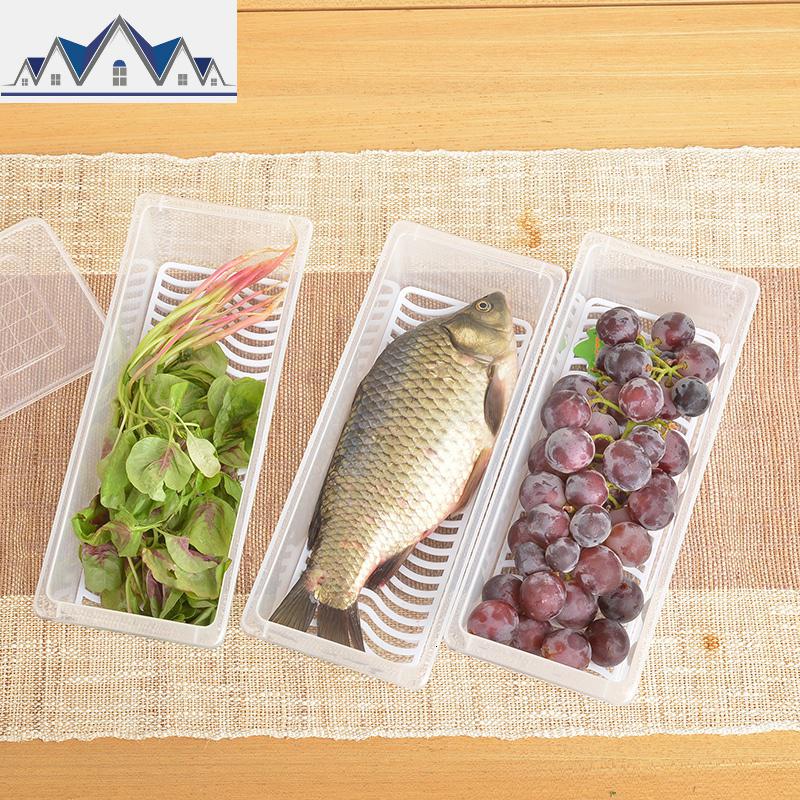 4个装 冰箱收纳盒可沥水厨房塑料分装盒保鲜食物鸡蛋储物水果带盖 三维工匠高清大图