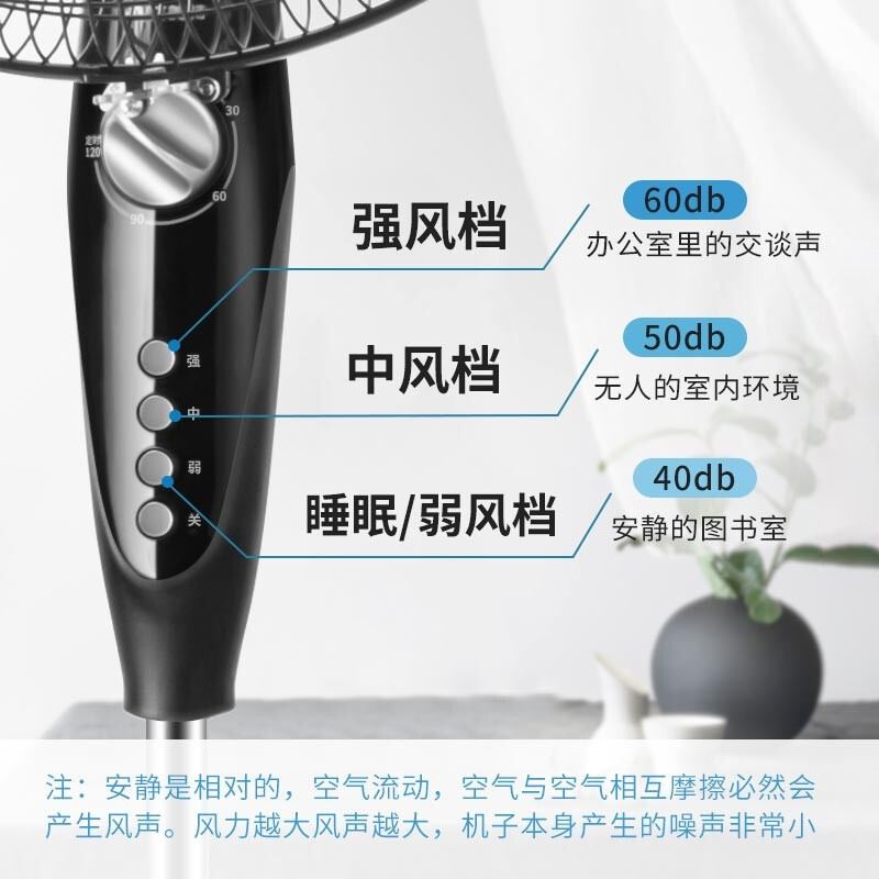 苏宁宜品X艾美特联名16寸五叶机械落地扇大风力家用客厅宿舍立式强力节能摇头轻音强力餐厅工业大风扇电扇FS4068T2-5