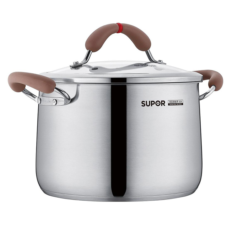 苏泊尔(SUPOR)汤锅RT20AA1 小红圈芯彩304不锈钢汤锅 家用复底20cm 汤奶锅泡面锅燃气电磁炉适用高清大图