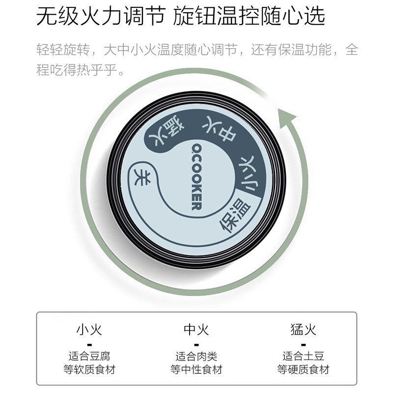 圈厨电火锅鸳鸯火锅4升容量家用插电多功能电热锅电煮锅电锅多档调节2-4-6人小米生态链CR-HG03B(薄荷绿)