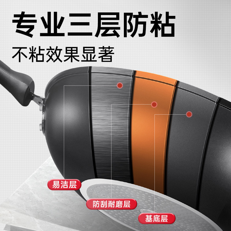 炊大皇健康少油烟炒锅电磁炉煤气灶通用厨房家用炒菜锅煎锅34cm炒锅CG34MYD