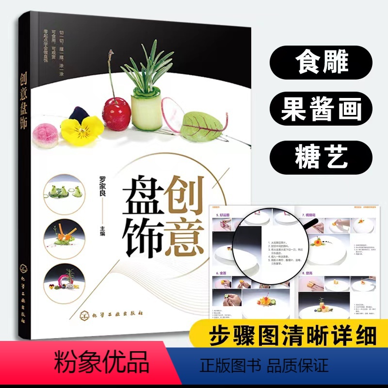 【正版】 创意盘饰 罗家良 食品雕刻果蔬雕刻入门书籍 盘饰创意设计和制作方法常见原料应用切摆水果雕切果酱画技法糖艺棒棒