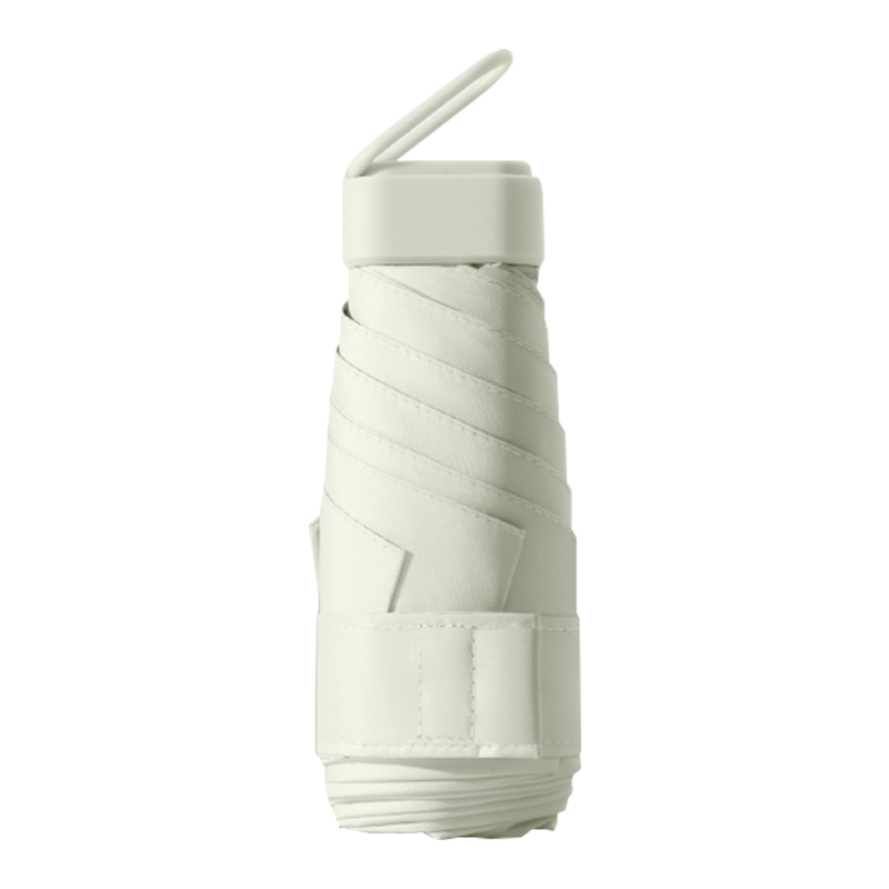 easily 六折晴雨伞防晒防紫外线六折口袋太阳伞 14cm E515664 米白色